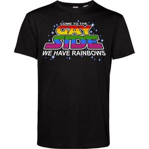 T-shirt Gay Side | Gay pride shirt kleding | Regenboog kleuren | LGBTQ | Zwart | maat XS