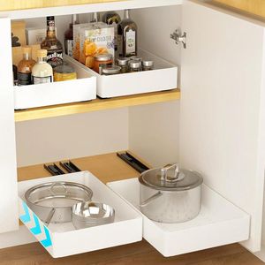 Keukenlade Organizer - 2 Maten Schuiflade Vaste Keukenlade Met Nano-Plakfolie - Voor Keuken Eetkamer en Badkamer - Wit .