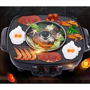 Pro-Care 2in1 - Aziatische HotPot - Grill Bakplaat - Gourmetten - Bouillon fondue, 1 - 5 personen - 1500W - Anti Aanbak Laag - 43cm Rond