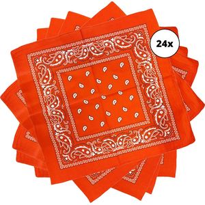 Bandana oranje - boerenzakdoek oranje - 53cm x 53cm - 24 stuks