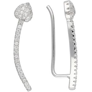 Classics&More oorbellen - earcuffs - oorklimmer - zilver - gerodineerd - pijl met hart - zirkonia