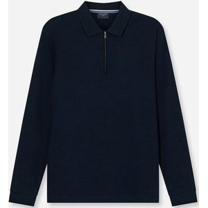 OLYMP - Casual Jersey - Marineblauw - Poloshirt - Lange Mouwen