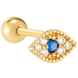 Evil Eye Oorknopje - 18K Vergulde Ear Stud - Evil Eye Oorbel met Zirkoon - 1 Stuk