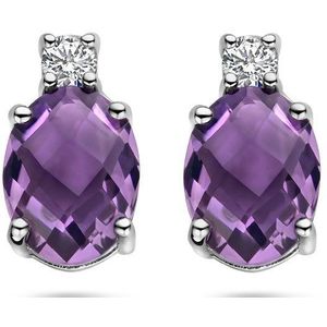 Zilver Gerhodineerd Oorknoppen Amethist En Zirkonia 10,5 Mm 1336958