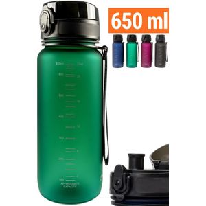 Drinkfles 650ml - Sport Bidon Drinkbus Luxe Hoge Kwaliteit - Groen - King Mungo