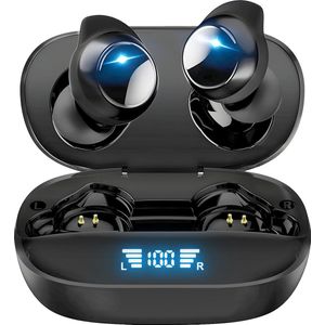 Siltcon® SoundWave Pro - Volledig Draadloze Oordopjes – Oortjes Draadloos – Oordopjes – Oortjes - Bluetooth Oordopjes - Noise cancelling - Universeel - BT 5.3 - 48u op 1 lading - Blijven altijd zitten - Zwart