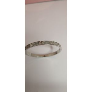 EHH BEAUTY - Zilveren bangle met zirkonia steentjes - Luxe bangle - Armband