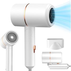 Opvouwbare Ionische Haardroger met Dubbele Temperatuur en Mondstuk voor Thuis en Reizen
