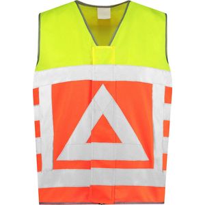 JS Veiligheidsvest Verkeersregelaar - Fluor geel/Fluor oranje - Maat L/XL - VOOR PROFESSIONALS