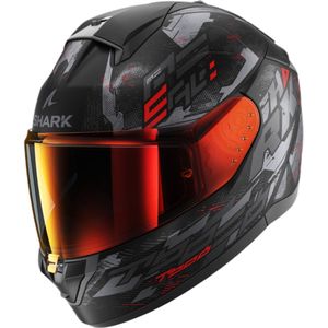 SHARK RIDILL 2 MOLOKAI Mat Black Anthracite Red - ECE goedkeuring - Maat S - Integraal helm - Scooter helm - Motorhelm - Zwart - Geen ECE goedkeuring goedgekeurd