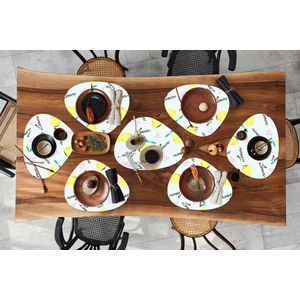 Placemat organisch - Placemats organic - Onderleggers - Hipster - Citroen - Pastel - Patronen - 10 stuks