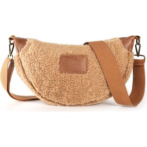 Camel teddy crossbodytas Motala | crossbody |crossbodytasje | veganleather | tassentrends | teddy | multifunctionele tas | modetrends |