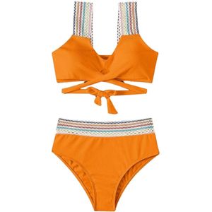 Hoge Taille Bikini Tropic - Oranje - Mode Dames Zwemkleding - Badpak