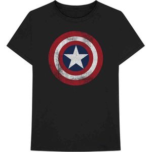 Marvel Captain America - Distressed Shield Heren T-shirt - 2XL - Zwart