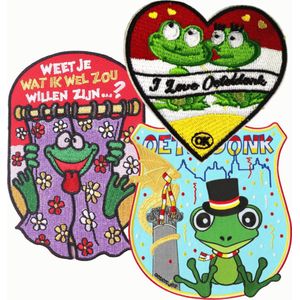 Oeteldonkse Emblemen SET van 3 – Oeteldonk – Den Bosch Carnaval - carnavalskleding - Carnavalsjassen – Carnavalsemblemen Oeteldonkstijl – Embleem Set – Strijkemblemen