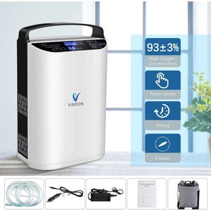 Zuurstofconcentrator – Oxygenerator – Zuurstofmachine – Ademdevice – Ademhalingsapparaat – Compact en Lichtgewicht – 93% Zuurstofconcentratie – Inclusief Batterij en EU-Stekker