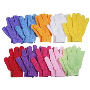 Exfoliërende badhandschoenen - 10 paar, 100% nylon, dubbelzijdig, 10 kleuren