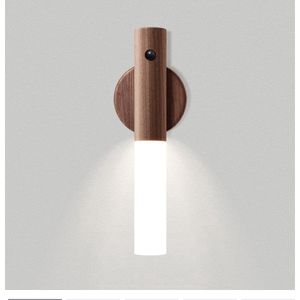 LED lampje met bewegingssensor – Draadloos Nachtlampje dimbaar – USB Oplaadbare lamp – Bedlamp/Nachtlamp – Muurlamp/Wandlamp binnen – Kinder lampje – Houten lamp – Nachtsensor – Woonkamer/Slaapkamer – Stijlvolle lamp – Slimme verlichting