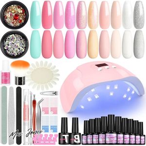 Mrs. Jones UV Nagellak Set met Lamp startersset 10 kleuren Semi-permanent Gellak Base and Top Coat Kit Manicure Set Gel Nails - Manicure Kit Gel Nails .