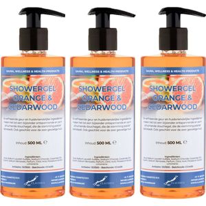 Douchegel Sweet Orange & Cedarwood 500 ml - set van 3 stuks - met gratis pomp - Showergel