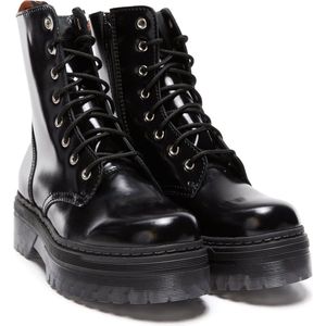 Charles Footwear - Dames Laars 1984 Black Polished - Zwart - Maat 38