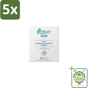 5 x Ecover - Waspoeder Universal Zero - Zonder geurstoffen - 1,2 kg - Grootverpakking - Waspoeder - Hypoallergeen - Wasmiddel - Biologisch Afbreekbaar - Vegan