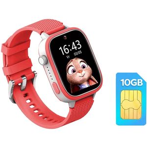 AngelTech Kinder SmartWatch Ultra – Incl. 10GB Data + Onbeperkt Bellen en SMS in NL - Gps Horloge Kind – 4G - Smartwatch Kinderen - Slim Size - Inclusief Simkaart - GPS Tracker Kind - 1GB RAM – 8GB ROM - Smartwatch Kids – School Mode – Roze