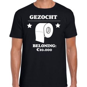 Gezocht wc-papier beloning 10000 euro t-shirt zwart voor heren - fun shirts S
