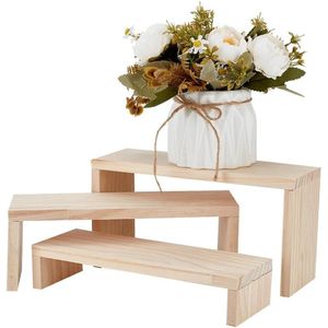 OLYCRAFT 3-Tier Rechthoekige Houten Sieraden Display Riser Stand - Gelaagde Plank Organizer voor Sieraden Opslag en Collectie