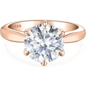 Yulia - 14k Roségouden Solitair Moissanite Ring in Tulpenzetting - 2 karaat