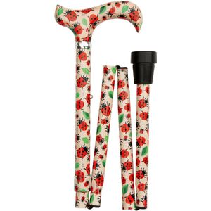 Classic Canes - Wandelstok - Beige en Rood - Inklapbaar - Verstelbaar van 82 tot 92 cm - Aluminium