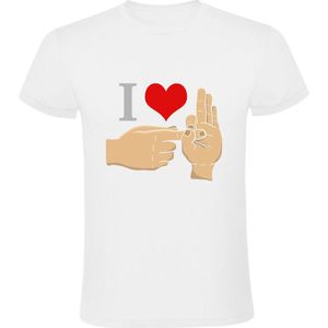 I Love Fingers Heren T-shirt | Valentijnsdag | vrijgezellenfeest | relatie | liefde