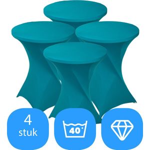 Statafelrok Turquoise x 4 – ∅80-85 x 110 cm – Statafelhoes Stretch 4 Stuks – Tafelhoezen voor Statafel Sta Tafel Hoes | Staantafelhoes – Geschikt voor Horeca Evenementen | Cocktailparty | Trouwerij