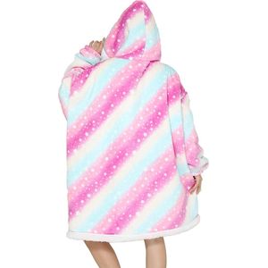 Oversized hoodie-deken met mouwen - voor dames en heren - sherpa - behaaglijke dekentrui - XXL dekenhoodie - knuffelhoodie - Galaxy Paars
