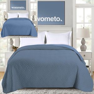 XXL Sprei 220x240 cm - Omkeerbaar Design in Rookblauw - Microvezel Bedsprei voor Sofa en Bed