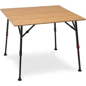 Verstelbare Campingtafel met Bamboe Blad - 90 x 90 cm, Voor 2-4 Personen
