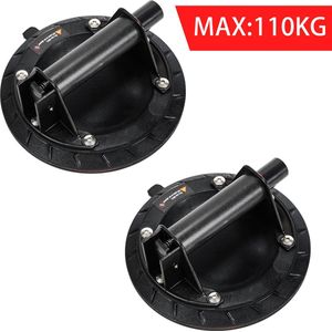 Vacuümheffer handgreep met zuignap voor het heffen van marmeren tegels Vacuümraam 20cm belasting 110kg Set van 2 Glazen zuignappen