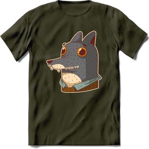 Casual wolf T-Shirt Grappig | Dieren Kleding Kado Heren / Dames | Animal Skateboard Cadeau shirt - Leger Groen - XXL