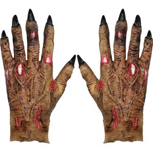 Widmann - Monster & Griezel Kostuum - Horror Handschoenen Zombie Klauwen - beige - Halloween - Verkleedkleding