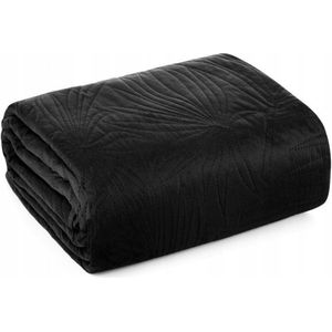 LUIZ Dekoratieve Plaid 220x240 cm Zwart - Gewatteerd Velours