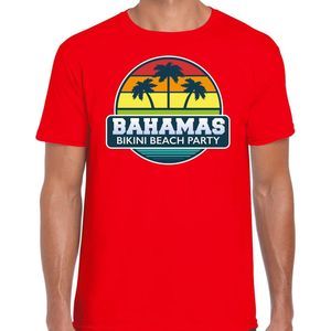 Bahamas zomer t-shirt / shirt Bahamas bikini beach party voor heren - rood - Bahamas beach party outfit / vakantie kleding /  strandfeest shirt S
