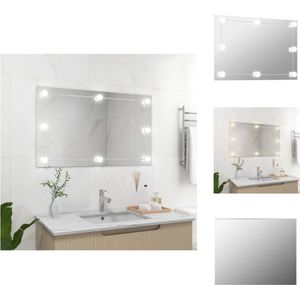 vidaXL Wandspiegel LED-lampen - 100 x 60 cm - Zilver - Warmwit en Koudwit - Glas - EVA en Kunststof - Spiegel