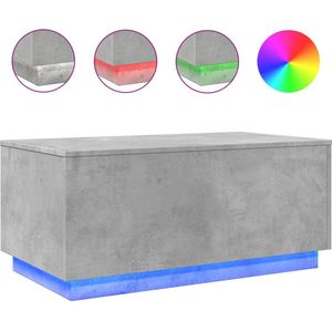 vidaXL - Salontafel - met - LED-verlichting - 90x50x40 - cm - betongrijs