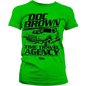 Back to the Future Doc Brown Time Travel Agency Girly Tee Damen T-Shirt Green-XL