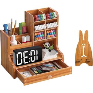 Multifunctionele houten bureau-organizer met lade voor kantoor en thuis - Petit Marron .