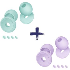 Nova Venture CometPods Duo Set – Loop Earplugs Style – 33dB Noise Reduction Earplugs – The Quiet Experience – Comfortabele Oordoppen – Turquoise & Lila