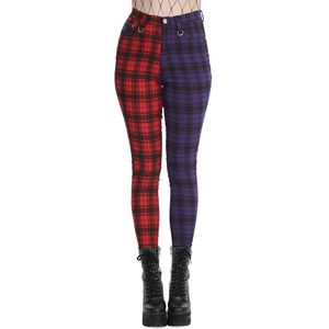 Banned - Tartan Baily Skinny fit broek - XS - Rood/Paars