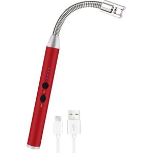 Aansteker kaarsen - Zinaps ARC-lichter, elektrisch USB-oplaadbaar, stokaansteker, elektrisch lichter, winddicht met LED-display, plasmaaansteker, lange elektrische kaarsaansteker voor kaarsen, open haard, fornuis, vuurwerk, rood (WK 02149)