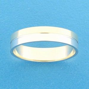 14K Bicolor Geel- En Witgoud Geel/Wit Ring A416 - 5 Mm Zonder Steen 4207673