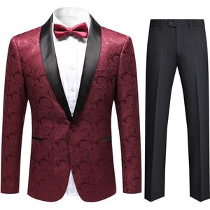 Allthemen Heren Jacquard Pak met Shawlkraag - Enkelsnoersluiting - M